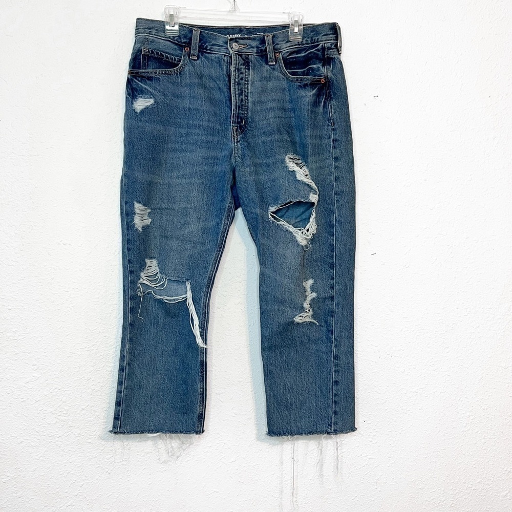 Old Navy High Rise Slouchy Straight Secret Slim Pockets Distressed Jeans 12
